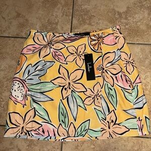 Lulu's Floral Print Skirt in Yellow and Pink